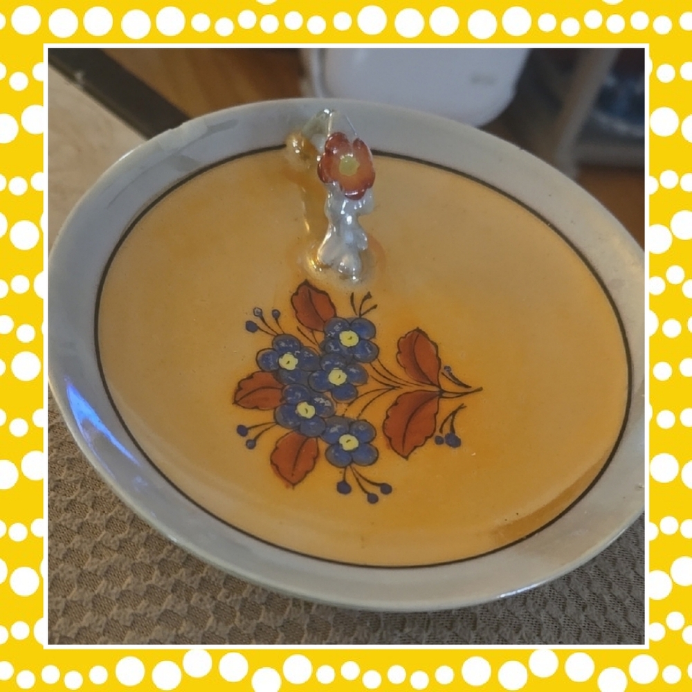 Vintage Ceramic Dish with Floral Design